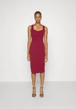 Wal G 35 Alyona Heart Midi Dress - Jerseyjurk - Berry Wine