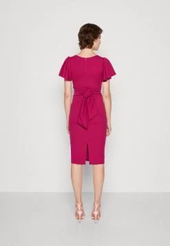 Wal G Tatiana Ruffle Sleeve Midi - Jerseyjurk - Raspberry -Wal G 046c926e5f404594ba8961af5792d758