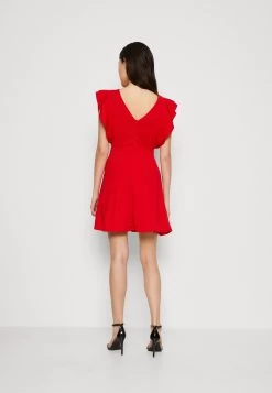 Wal G Lucia V Neck Frill Sleeve Skater Dress - Cocktailjurk - Red -Wal G 083596e0d34045eabfc77d48345a7bbb