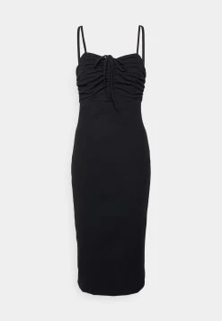 Cyndee Front Tie Midi Dress - Jerseyjurk - Black 10 Cyndee Front Tie Midi Dress - Jerseyjurk - Black -Wal G 0c6a0e121e994e52b656e3474439252e