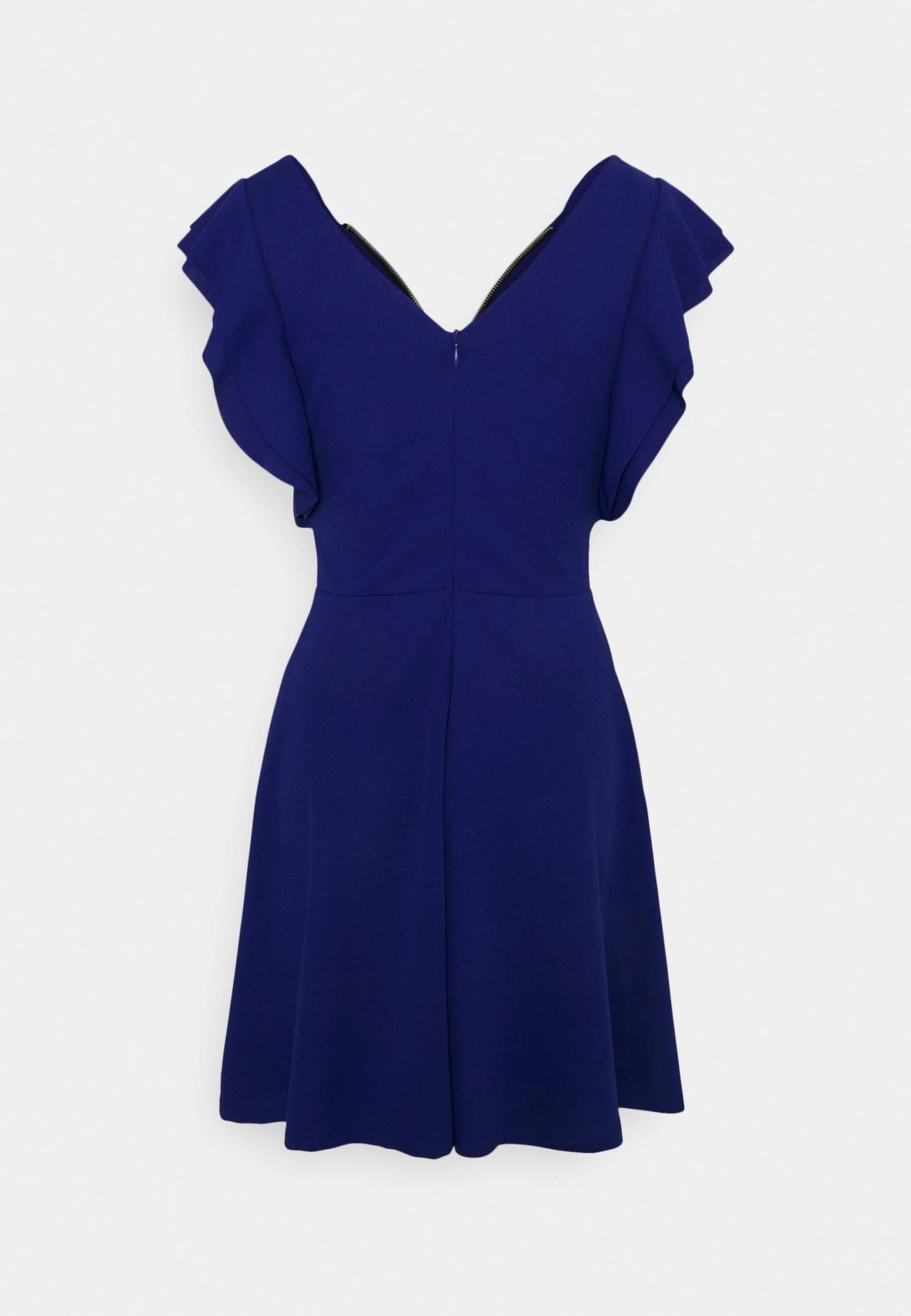 Wal G Danya Ruffle Sleeve Zip Skater Dress - Jerseyjurk - Electric Blue 4 Wal G Danya Ruffle Sleeve Zip Skater Dress - Jerseyjurk - Electric Blue - Afbeelding 2