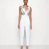 Contrast Plunge - Jumpsuit - White -Wal G 268d7655a8914bd590d86dd62f789c38