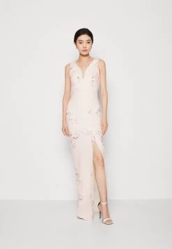 Wal G Wedding Dolly V Neck Print Maxi - Jerseyjurk - Apricot/Multi-Coloured