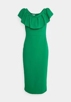 Wal G Himani Frill Neck Midi Dress - Jerseyjurk - Leaf Green -Wal G 3078c61c0678444ebbb97fc9460b17aa