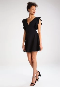 Wal G Lucia V Neck Frill Sleeve Skater Dress - Cocktailjurk - Black -Wal G 309209ca0675405f9110029ffdca4852