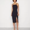 Wal G Strappy Square Neck Midi Dress - Etui-Jurk - Navy Blue -Wal G 309a8959e98c4f67ae3ffa967b3ae74a