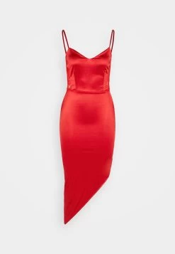 Wal G Archie Asymmetric Midi - Cocktailjurk - Red -Wal G 3201b8a3f4cd4ca1858108326f2e7df2