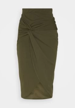 Wal G Aliya Knot Midi Skirt - Kokerrok - Dark Khaki -Wal G 3281acd7d55941599f7293c2dd6a3299