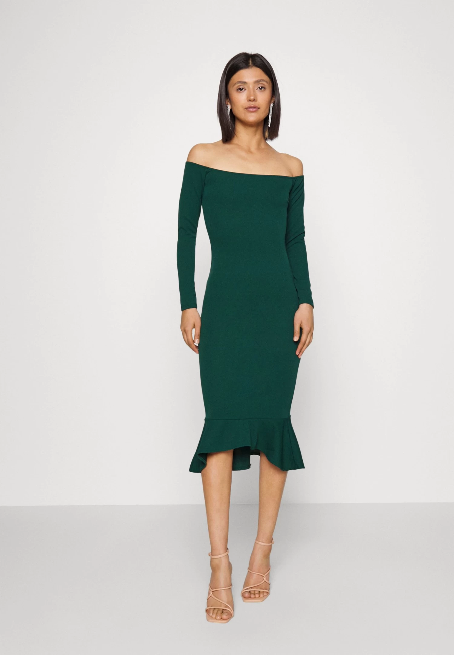 Wal G Michelle Off Shoulder Midi - Jerseyjurk - Emerald Green 3 Wal G Michelle Off Shoulder Midi - Jerseyjurk - Emerald Green