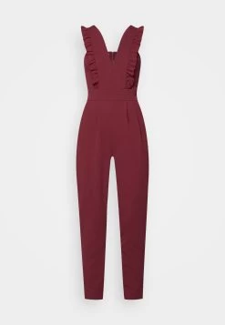 Wal G Rayna Ruffled- Jumpsuit - Berry Wine -Wal G 40bd88d462314252b4e78353e0d69f10