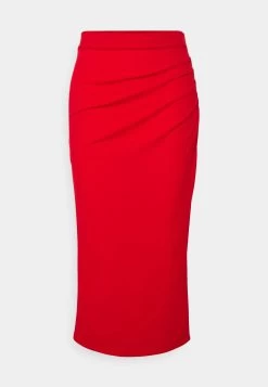 Wal G Reilly Rouched Midi Skirt - Kokerrok - Red -Wal G 40cee99f1ef148f482cebc26cd7a87c5