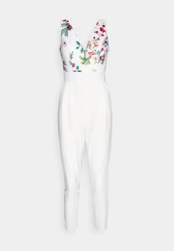 Contrast Plunge - Jumpsuit - White Floral -Wal G 41c9228c7a02491dae579eacad80f6bb