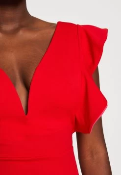 Wal G V Neck Ruffle Sleeve Midi Dress - Jerseyjurk - Red/Fushia -Wal G 4236d293106d457b9ca079690e2cb211