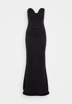 Wal G Maddy V Neck Maxi - Jerseyjurk - Black -Wal G 4460d37322484170b14460ff66d779a6