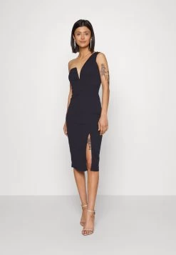 Wal G Gigi One Shoulder Midi Dress - Cocktailjurk - Navy Blue
