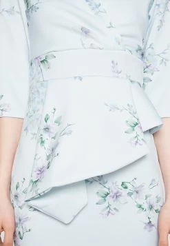 Isabella Wrap Print Midi - Jerseyjurk - Baby Blue -Wal G 48e37edd4d5948a2b214d6539eb481fc