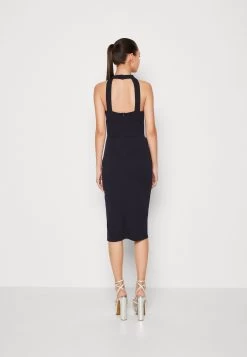 Wal G Sasha Frill Neck Midi Dress - Jerseyjurk - Navy Blue -Wal G 4b095aa227be4fb0bb0208841ab10fee