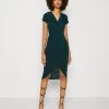 Wal G Wrap Midi Dress - Gebreide Jurk - Forest Green -Wal G 52e1437589984360afafa5cb72bf1eff