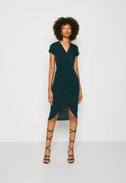 Wal G Wrap Midi Dress - Gebreide Jurk - Forest Green