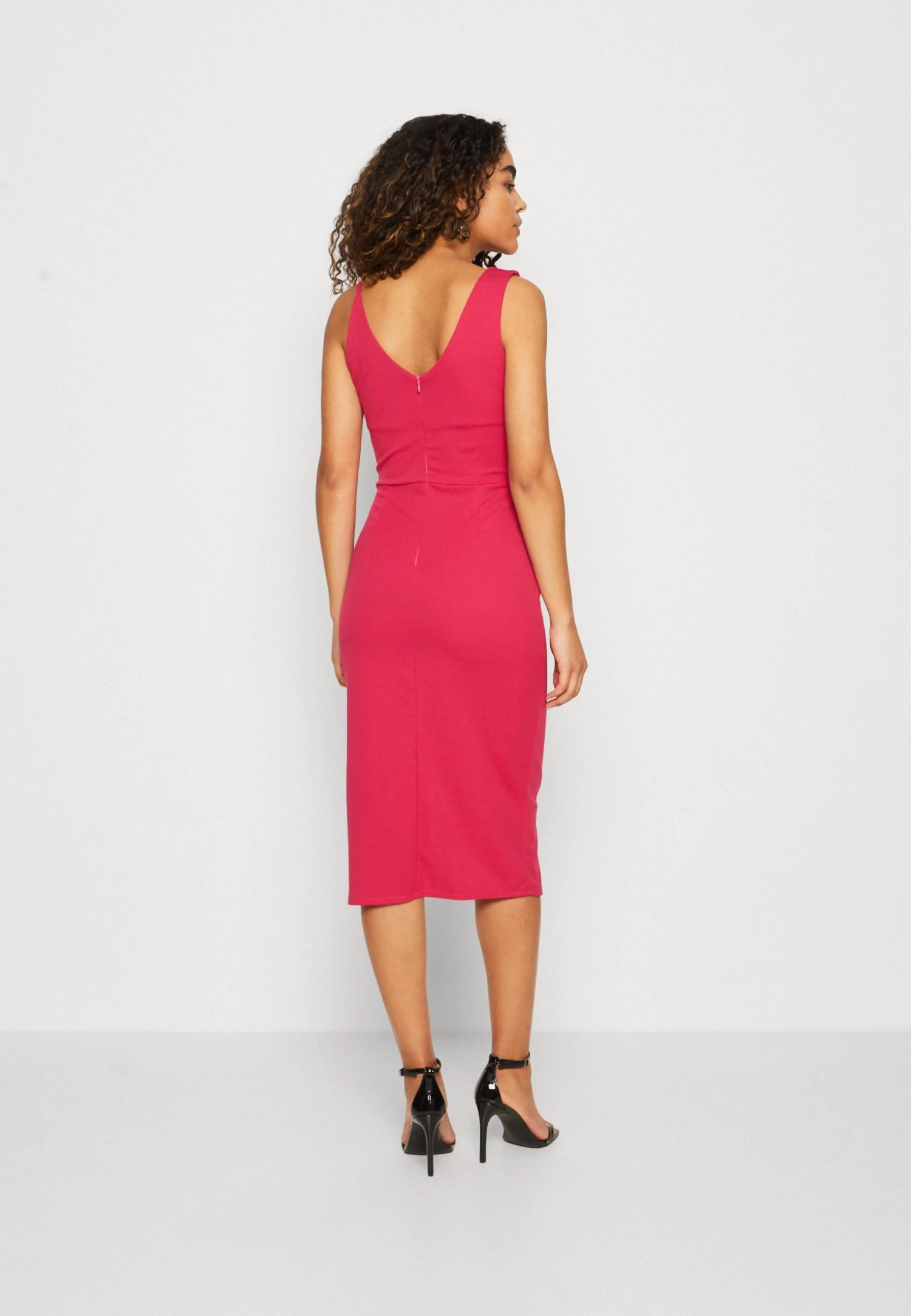 Wal G Sweeny Peplum Midi Dress - Jerseyjurk - Dark Fuchsia 5 Wal G Sweeny Peplum Midi Dress - Jerseyjurk - Dark Fuchsia - Afbeelding 3