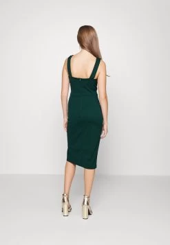 Celia V Neck Midi Dress - Cocktailjurk - Forest Green -Wal G 65503187ea0944f5a2aaa634ebf8a287