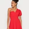 Wal G Zalora One Sleeve Skater Dress - Jerseyjurk - Red -Wal G 67b2892132864364938f6ea61b0c6179