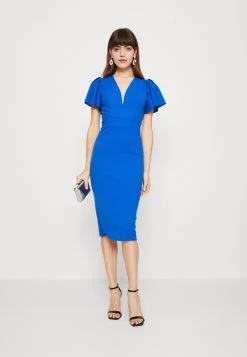 Wal G Antalya Ruffle Midi - Cocktailjurk - Electric Blue -Wal G 68a0ed9c325d4e36ad1efeb7c5c397f8