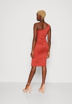 Wal G Tatiana Bow Midi - Cocktailjurk - Terracotta -Wal G 69207a5c4a6745fe9d115b21cfa71c9d