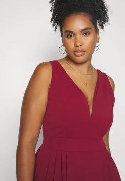 Kandy V Neck Midi - Jurk - Wine -Wal G 75dc86a7e1714f19abc9cbf5df8516fc