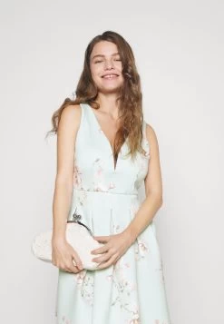 Wedding V Neck Print Skater - Cocktailjurk - Hellgrün -Wal G 76f69db551f347cfb74a42ffb9d6c4fc