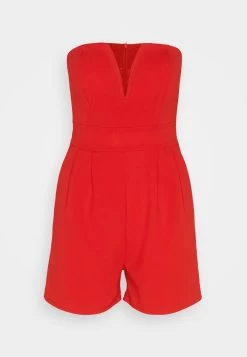 Wal G Christa V Neck Playsuit - Jumpsuit - Red -Wal G 77facf82b486485f87eca45bee580a10