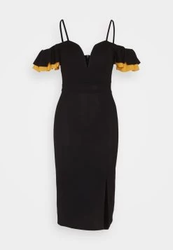 Wal G Simah Frill Midi Dress - Jerseyjurk - Black/Mango 12 Wal G Simah Frill Midi Dress - Jerseyjurk - Black/Mango -Wal G 7dac0af9937a4af185c04e67b41fbc10