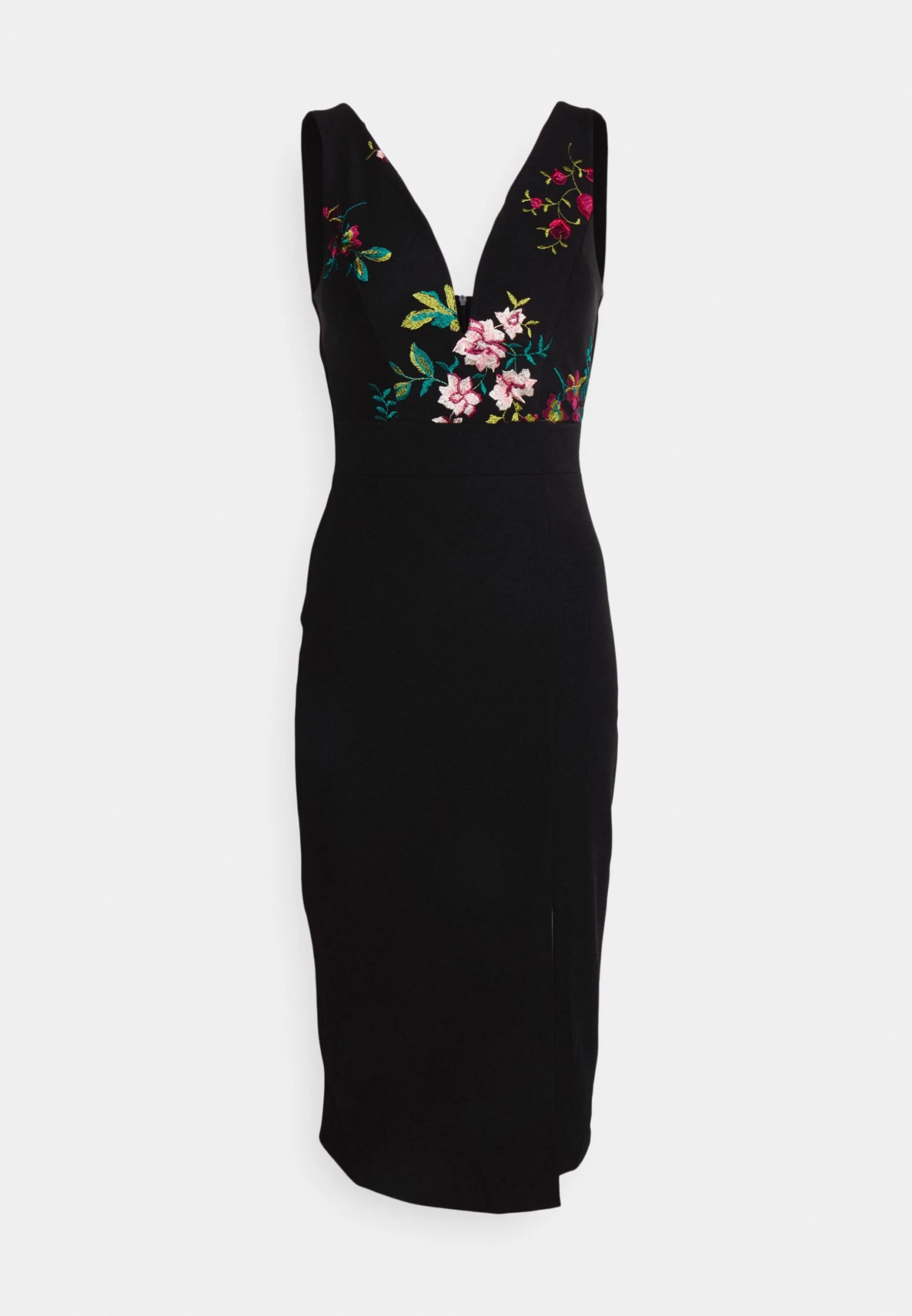 Wal G Embroidered V Neck Rose Midi - Cocktailjurk - Black Floral 7 Wal G Embroidered V Neck Rose Midi - Cocktailjurk - Black Floral - Afbeelding 5