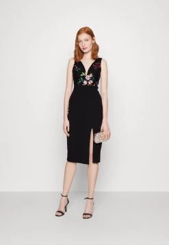 Wal G Embroidered V Neck Rose Midi - Cocktailjurk - Black Floral 9 Wal G Embroidered V Neck Rose Midi - Cocktailjurk - Black Floral -Wal G 83a200235251467995b401a6126c0392