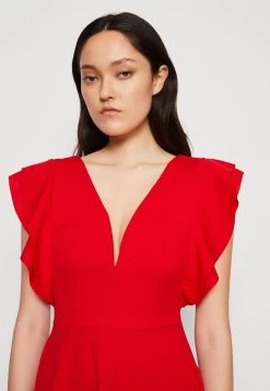 Wal G Lucia V Neck Frill Sleeve Skater Dress - Cocktailjurk - Red -Wal G 83d04329e1fe4498b3951ae6f8c1da69