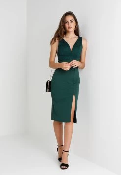 Wal G V Neck Midi Dress - Etui-Jurk - Green -Wal G 860cb05f6a6b47758b31d2905a6d48a7