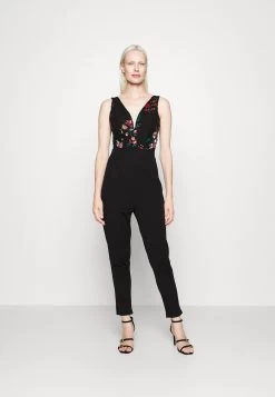 Contrast Plunge - Jumpsuit - Black