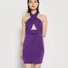Wal G Party Lady Halter Neck Mini - Jerseyjurk - Purple -Wal G 8cce0b6de2334cb88c63bc29553e8dd3
