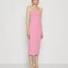Wal G Dina V Neck Midi - Etui-Jurk - Rose Pink -Wal G 8d8dcb2f4c764bc0a411b4ce97451fa7