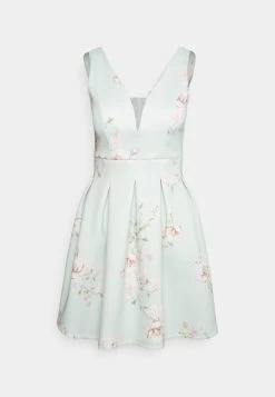 Wedding V Neck Print Skater - Cocktailjurk - Hellgrün -Wal G 8fec946a850740638f2a6394a87fed18