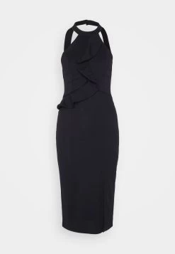 Wal G Sasha Frill Neck Midi Dress - Jerseyjurk - Navy Blue -Wal G 9afab5b320164623b2d82ba9bc80c514