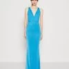 Wal G Angelina Cross Back Maxi - Jerseyjurk - Ocean Blue -Wal G 9febcf80311246b6bd9cb13d19a243fc