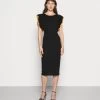 Wal G Kelly Ruffle Sleeve Midi Dress - Cocktailjurk - Black -Wal G a28de351b3014f8bb2b90cbdf9e65890