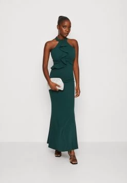 Wal G Tilly Ruffle Halter Neck Maxi Dress - Jerseyjurk - Forest Green -Wal G a872cf6f5c194e33880e645ea7f150ad
