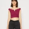 Wal G Valentines Heart Crop - Top - Magenta -Wal G a9110f3470cd4821930e83d3094cbbb4