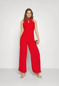 Wal G Fiona Cut Out Neck- Jumpsuit - Red -Wal G a9b36615e2fe44b78d65c3ca117cd010