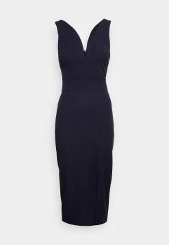 V Neck Midi - Jerseyjurk - Navy Blue