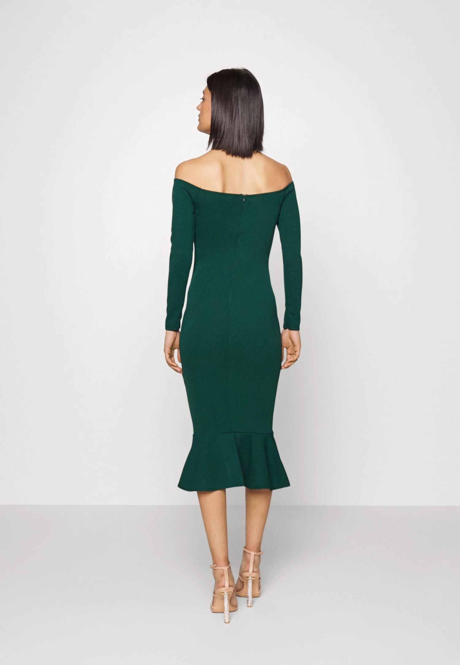 Wal G Michelle Off Shoulder Midi - Jerseyjurk - Emerald Green 5 Wal G Michelle Off Shoulder Midi - Jerseyjurk - Emerald Green - Afbeelding 3