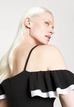 Simah Frill Midi Dress - Jurk - Black/White -Wal G b692e7e2c6d8477ba23fc998992d93fa