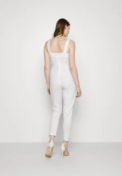 Wal G Print Contrast Plunge- Jumpsuit - White -Wal G ba4abc9b289b4e38adc9ecdde7b77a01
